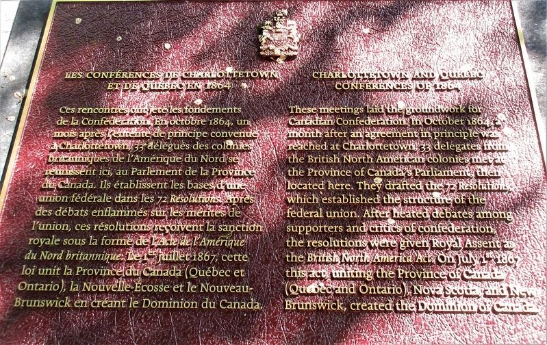Charlottetown and Quebec Confederation of 1864 Marker image. Click for full size.