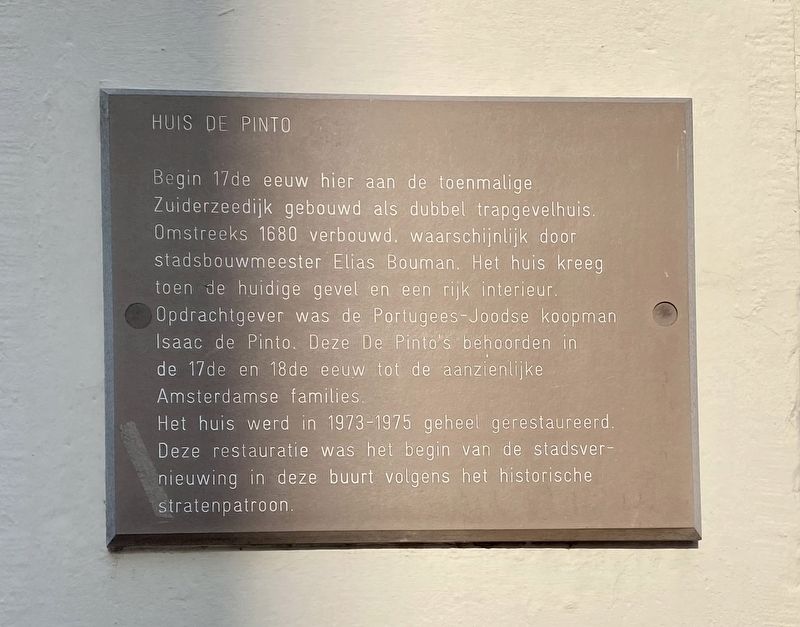 Huis De Pinto Marker image. Click for full size.