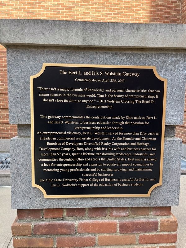 The Bert L. and Iris S. Wolstein Gateway Marker image. Click for full size.