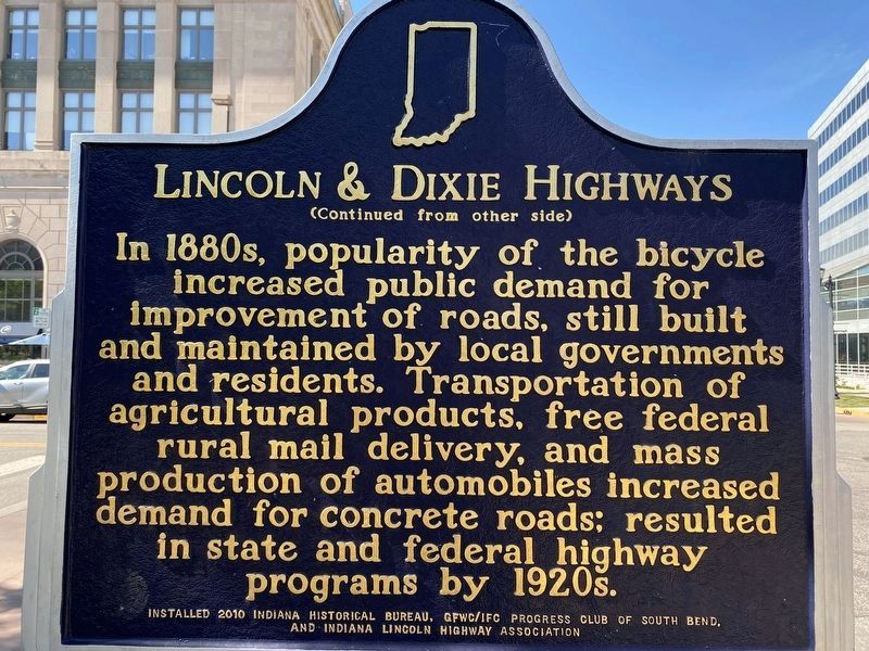 Lincoln & Dixie Highways Marker Reverse image. Click for full size.