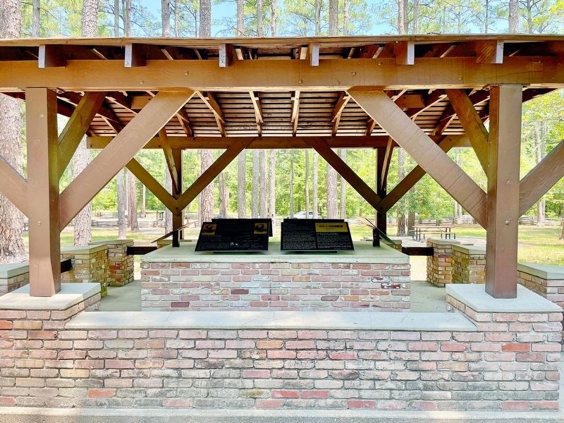 Forage Party Routed Marker (on left) under pavilion.. Click for full size. Forage Party Routed Marker (on left) under pavilion. image. Click for full size.