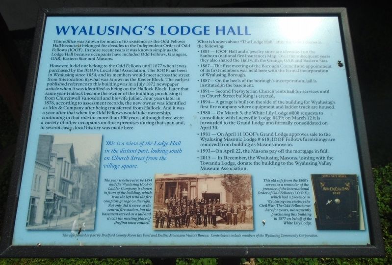 Wyalusing's Lodge Hall Marker image. Click for full size.