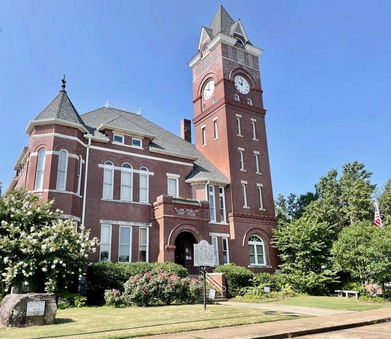 Degray Dam Boulder, on very left, at Clay County Courthouse. image. Click for full size.