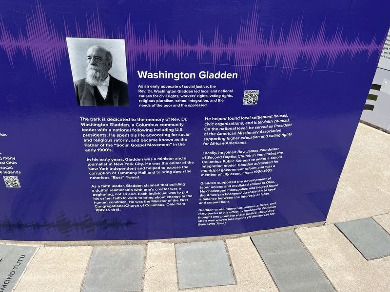 Washington Gladden Marker. Click for full size. Washington Gladden Marker image. Click for full size.