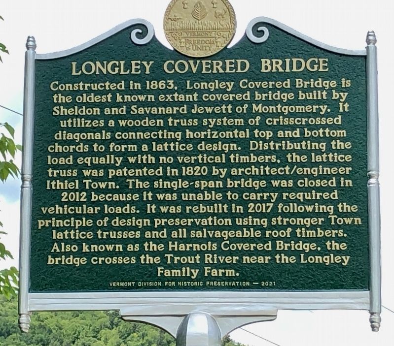 Longley Covered Bridge Marker image. Click for full size.