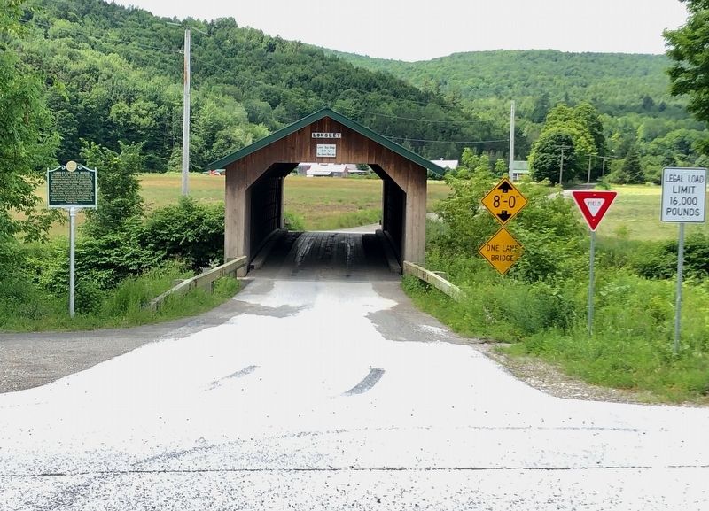 Wide View of Longley Covered Bridge Marker image. Click for full size.
