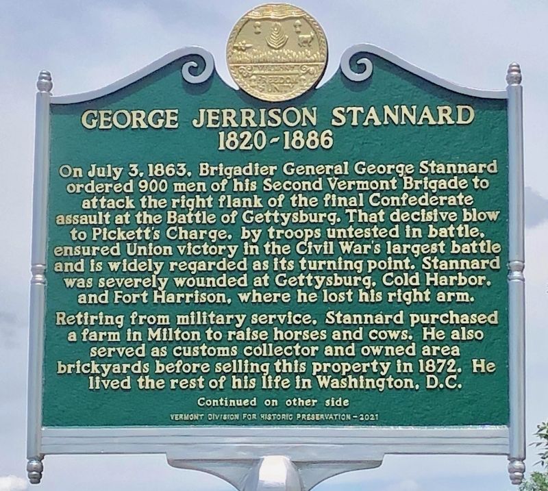 George Jerrison Stannard / Deming-Stannard Farm Marker (side 1) image. Click for full size.