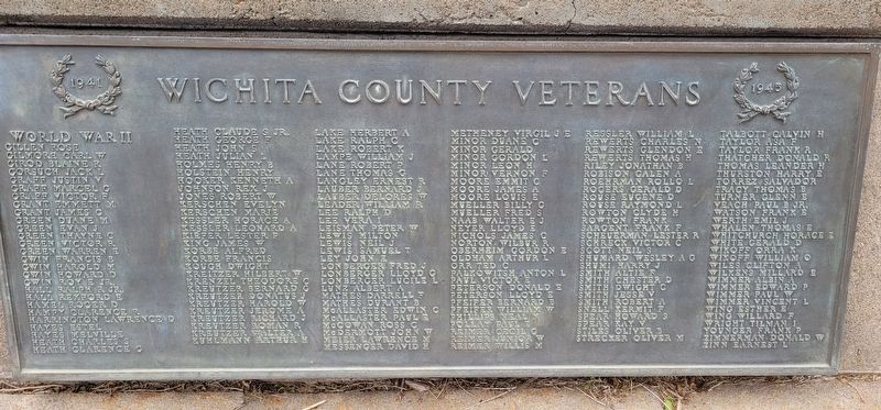 2nd Plaque - Wichita County Veterans Marker image. Click for full size.