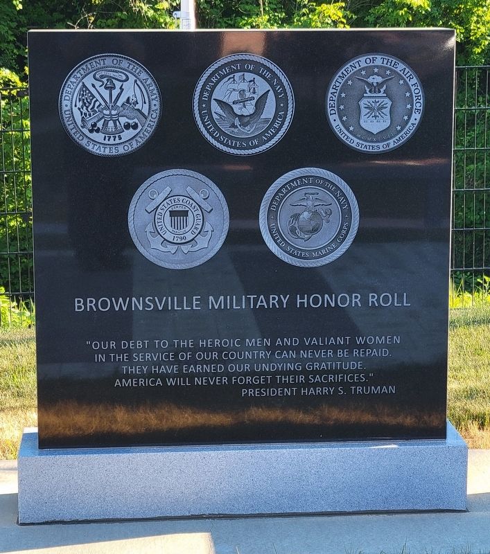 Brownsville Military Honor Roll Marker image. Click for full size.