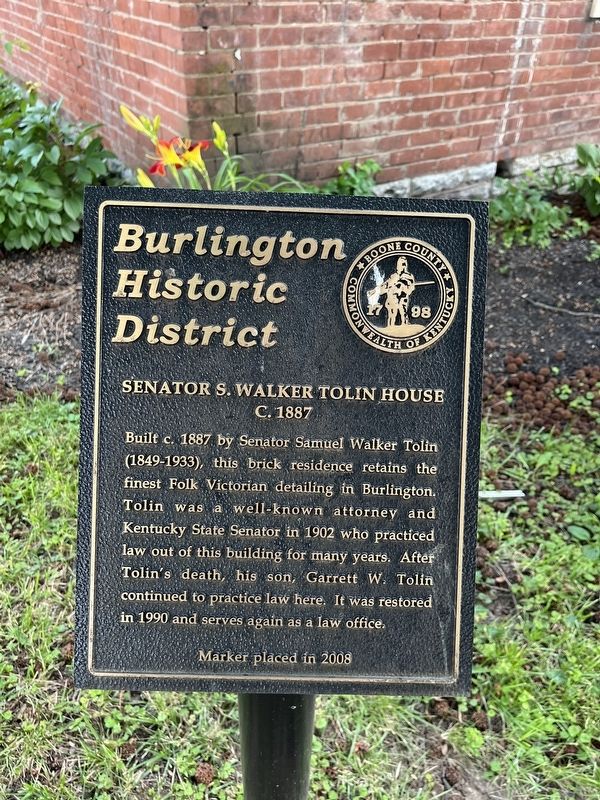 Senator S. Walker Tolin House Marker image. Click for full size.