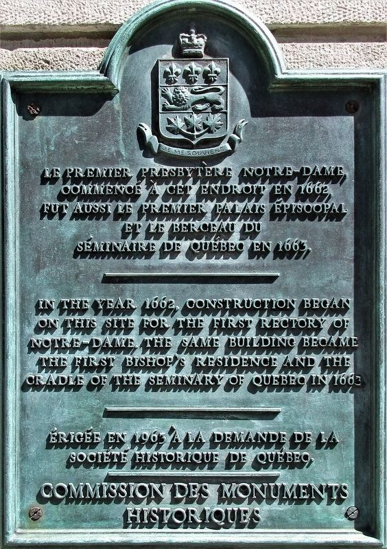 The First Presbytery of Notre-Dame Marker image. Click for full size.