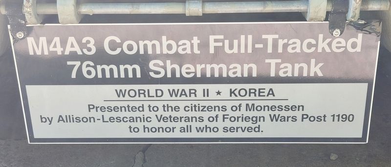 M4A3 Combat Full-Tracked 76mm Sherman Tank Marker image. Click for full size.