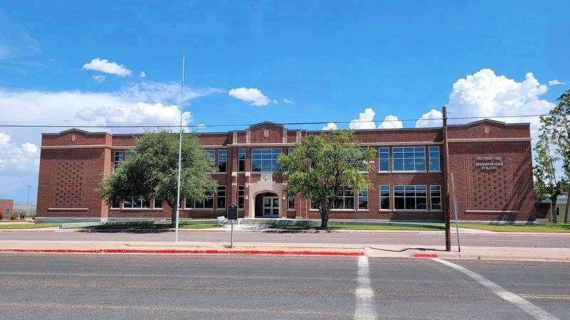 The view of the McCamey Junior High School and Marker from across the street image. Click for full size.