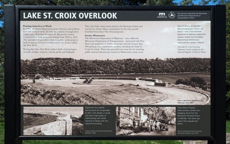 Lake St. Croix Overlook Marker image. Click for full size.