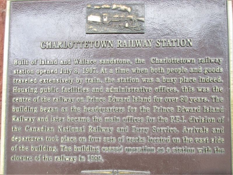 Charlottetown Railway Station Marker. Click for full size. Charlottetown Railway Station Marker image. Click for full size.