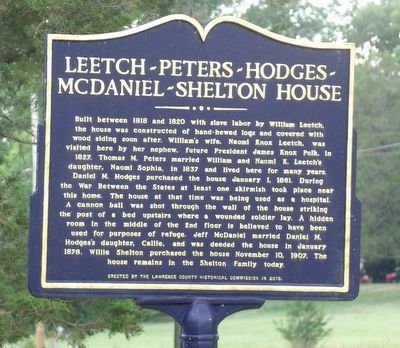 Leetch–Peters–Hodges–McDaniel–Shelton House Marker image. Click for full size.