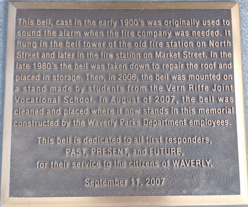 Waverly Fire Bell Marker image. Click for full size.
