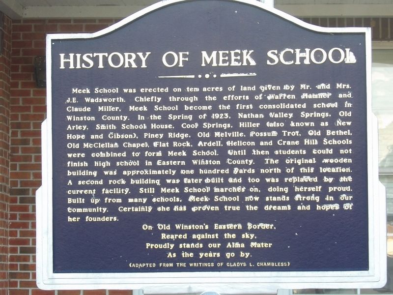 History of Meek School Marker image. Click for full size.