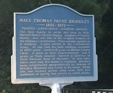 Mace Thomas Payne Brindley Marker. Click for full size. Mace Thomas Payne Brindley Marker image. Click for full size.