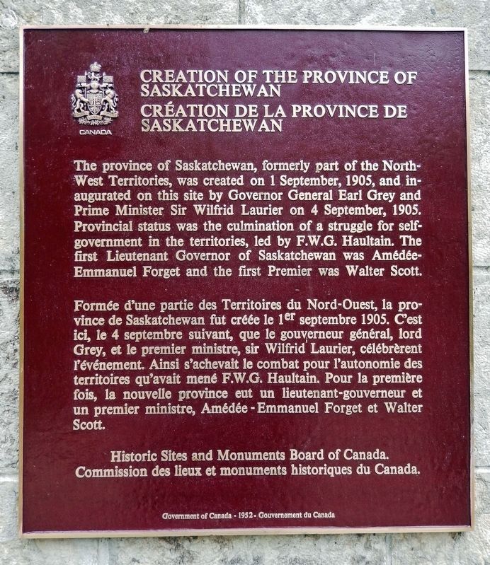 Creation of the Province of Saskatchewan Marker image. Click for full size.