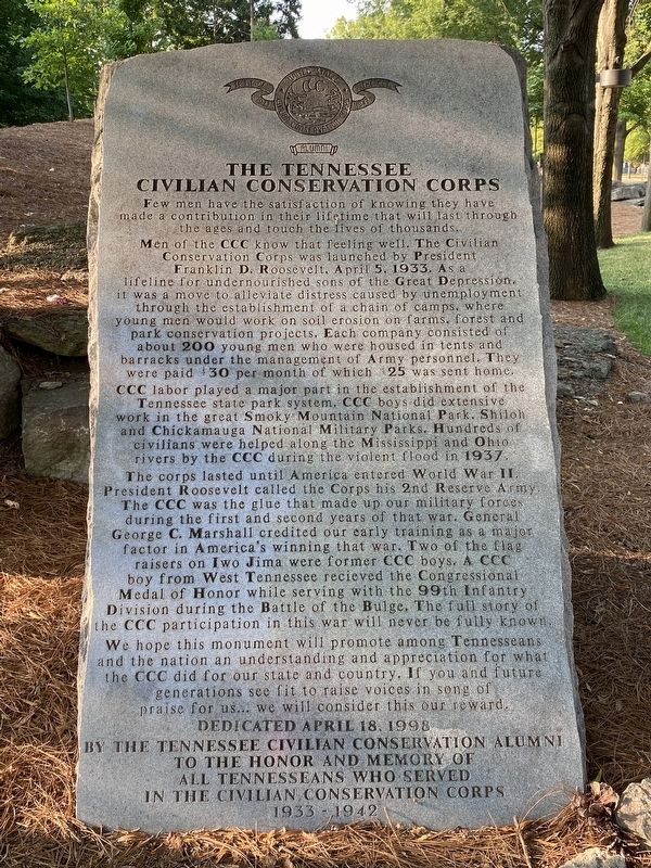 The Tennessee Civilian Conservation Corps Marker. Click for full size. The Tennessee Civilian Conservation Corps Marker image. Click for full size.