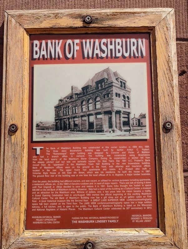 Bank of Washburn Marker image. Click for full size.