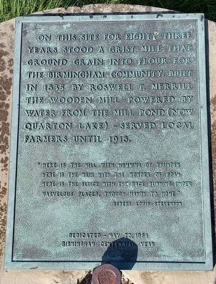 Birmingham Mill Marker. Click for full size. Birmingham Mill Marker image. Click for full size.