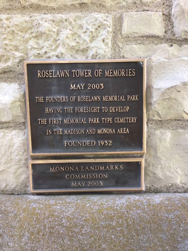 Roselawn Tower of Memories Marker. Click for full size. Roselawn Tower of Memories Marker image. Click for full size.