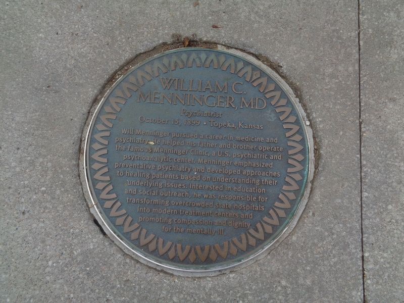 William C. Menninger, MD Marker. Click for full size. William C. Menninger, MD Marker image. Click for full size.