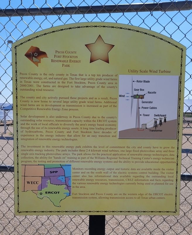 Pecos County Fort Stockton Renewable Energy Park Marker image. Click for full size.