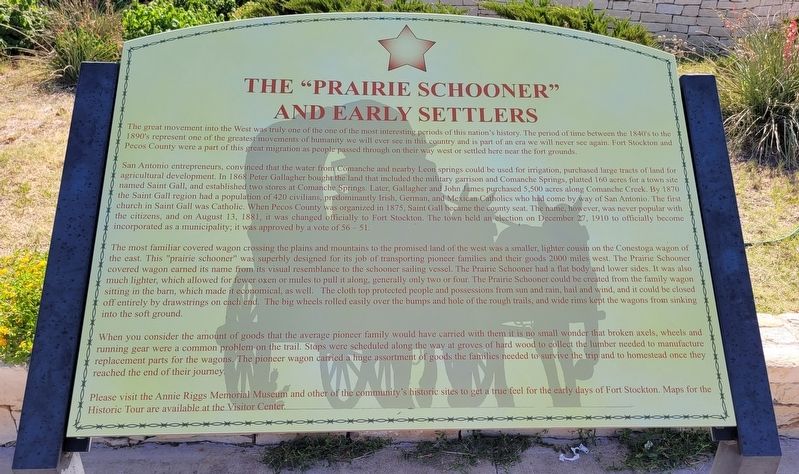 The "Prairie Schooner" and Early Settlers Marker image. Click for full size.