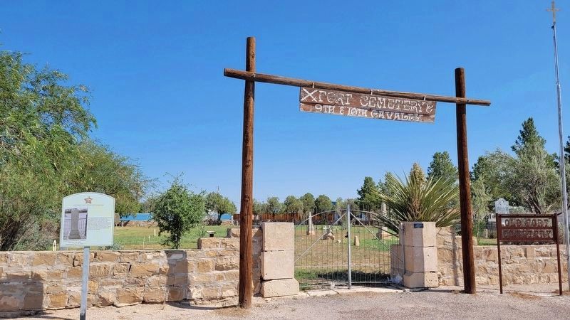 The Historic Fort Stockton Cemetery Marker is on the left of the front gate image. Click for full size.