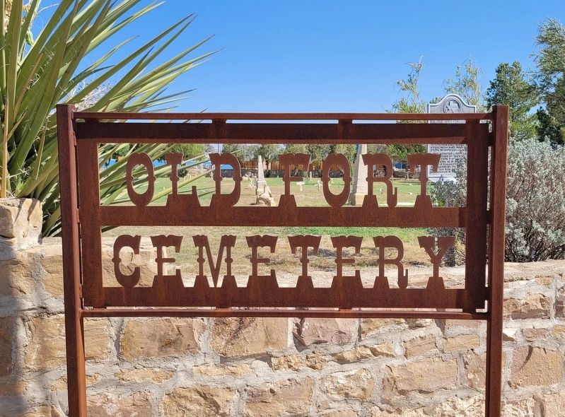 Sign of the Historic Fort Stockton Cemetery. Click for full size. Sign of the Historic Fort Stockton Cemetery image. Click for full size.