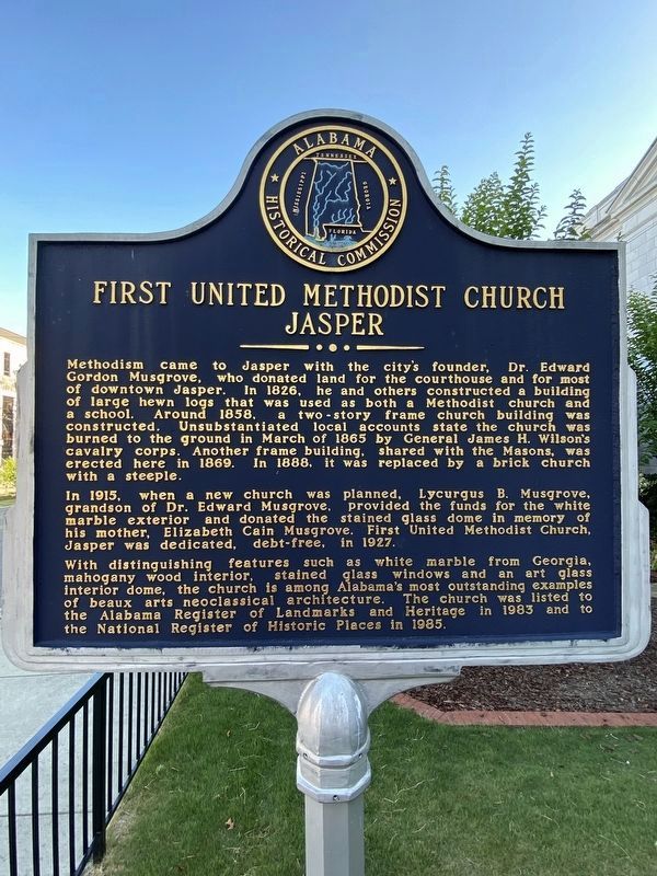 First United Methodist Church Jasper / President Franklin Delano Roosevelt Marker image. Click for full size.