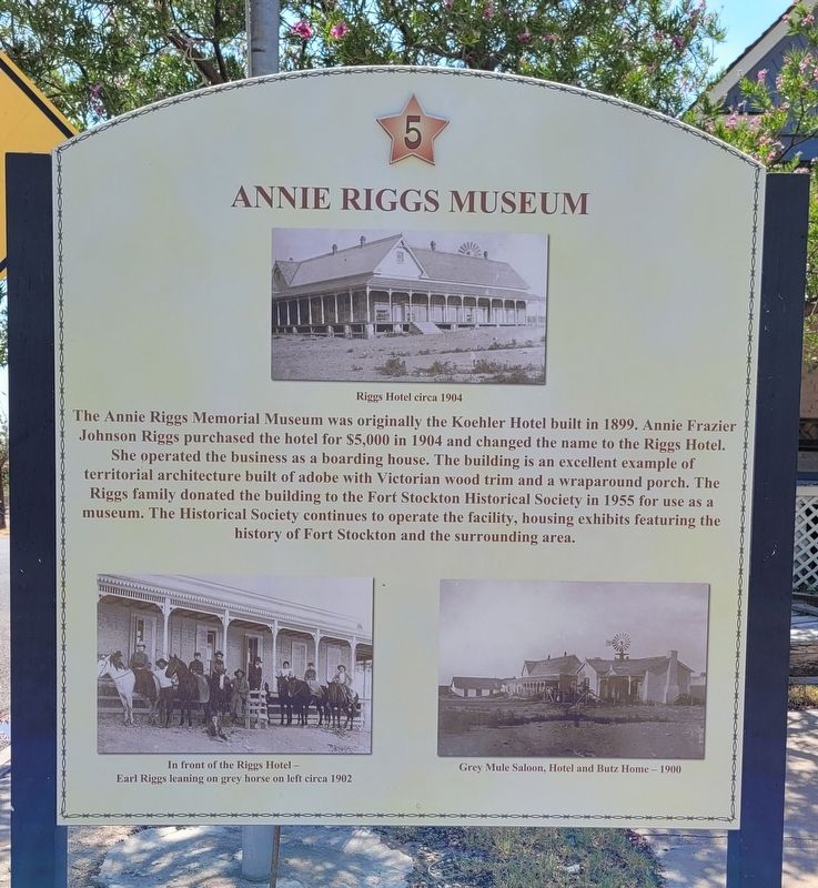Annie Riggs Museum Marker. Click for full size. Annie Riggs Museum Marker image. Click for full size.