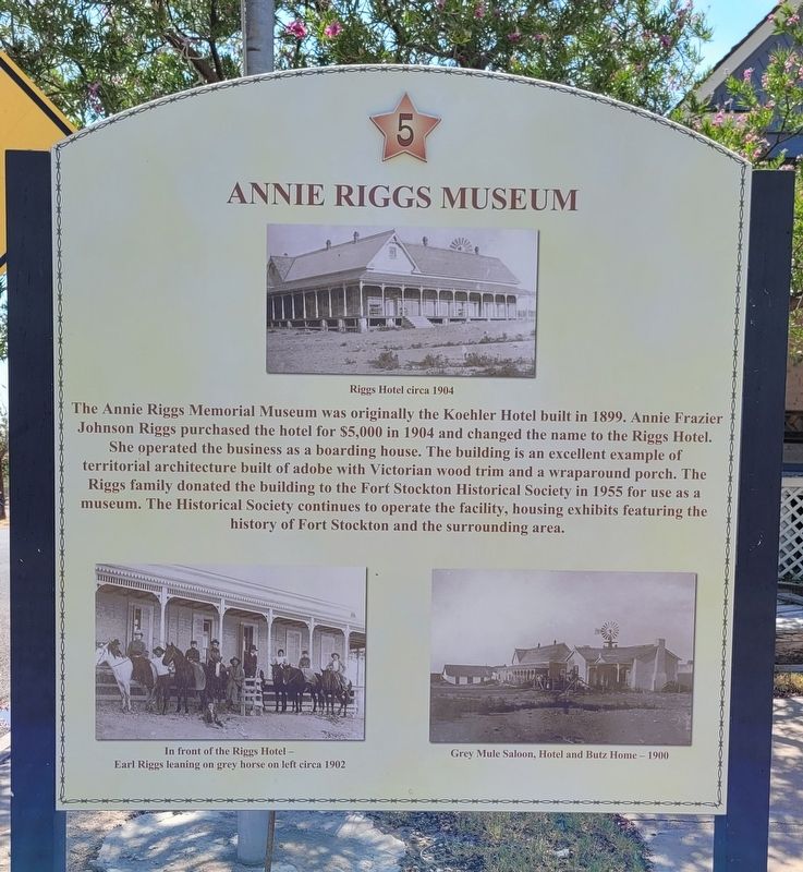 Annie Riggs Museum Marker image. Click for full size.