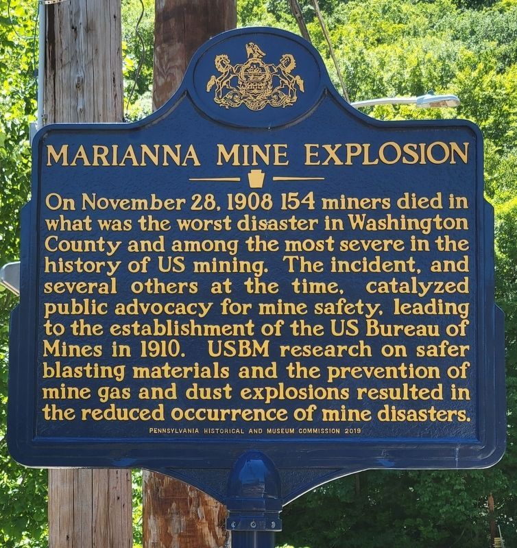 Marianna Mine Explosion Marker. Click for full size. Marianna Mine Explosion Marker image. Click for full size.