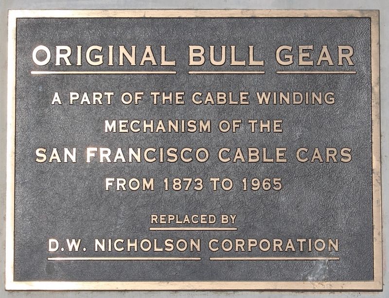 Original Bull Gear Marker. Click for full size. Original Bull Gear Marker image. Click for full size.