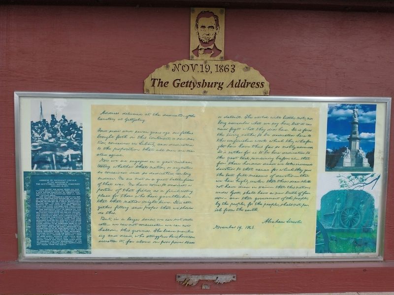 The Gettysburg Address near the Heritage Trail Marker. Click for full size. The Gettysburg Address near the Heritage Trail Marker image. Click for full size.