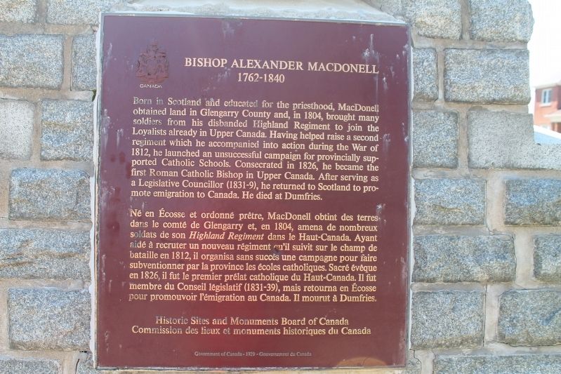 Bishop Alexander Macdonell Marker image. Click for full size.
