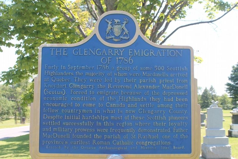 The Glengarry Emigration of 1786 Marker image. Click for full size.