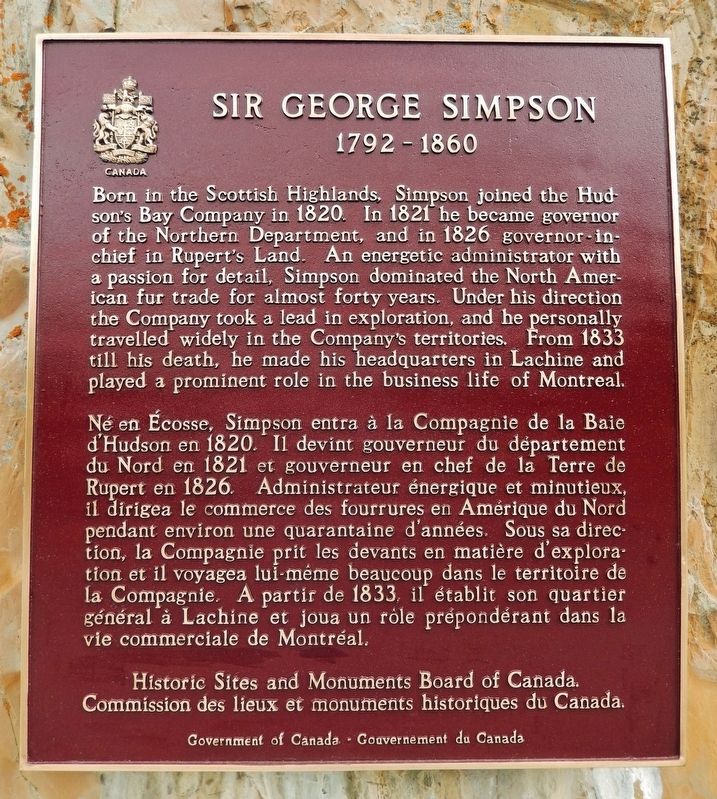 Sir George Simpson Marker image. Click for full size.