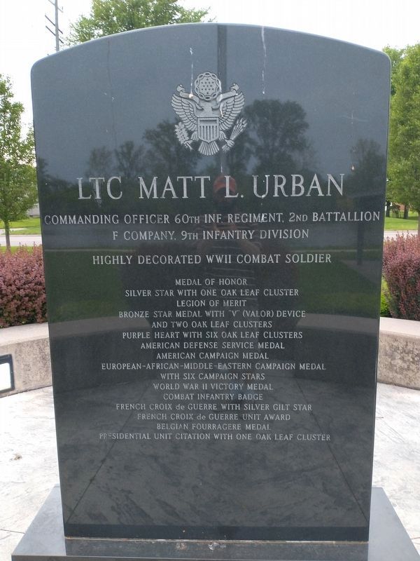 Lt. Col. Matt L. Urban Memorial Reverse image. Click for full size.