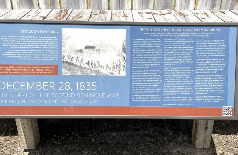 Attack on Fort King Marker image. Click for full size.