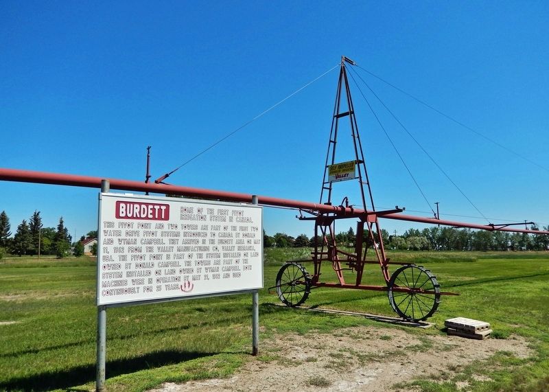 Home of the First Pivot Irrigation System in Canada Marker. Click for full size. Home of the First Pivot Irrigation System in Canada Marker image. Click for full size.