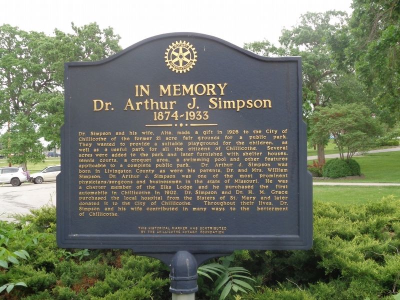 Dr. Arthur J. Simpson Marker. Click for full size. Dr. Arthur J. Simpson Marker image. Click for full size.