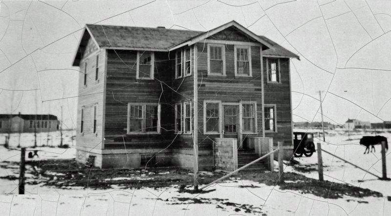Marker detail: The Mennonite community in Rosemary built this hospital in late 1939 image. Click for full size.