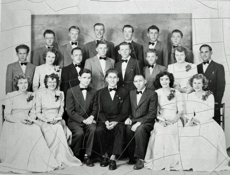 Marker detail: Graduating class, Alberta Mennonite High School, Coaldale, 1950 image. Click for full size.