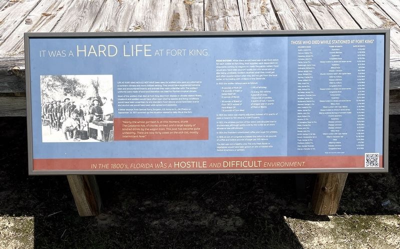 It was a hard life at Fort King Marker. Click for full size. It was a hard life at Fort King Marker image. Click for full size.