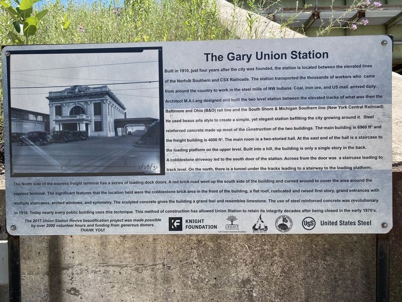 Gary Union Station Marker. Click for full size. Gary Union Station Marker image. Click for full size.